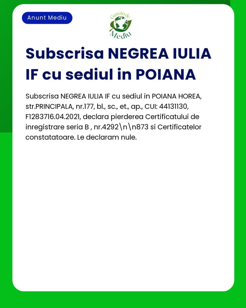Pierdere Certificat inregistrare si Certificat constatator declarate