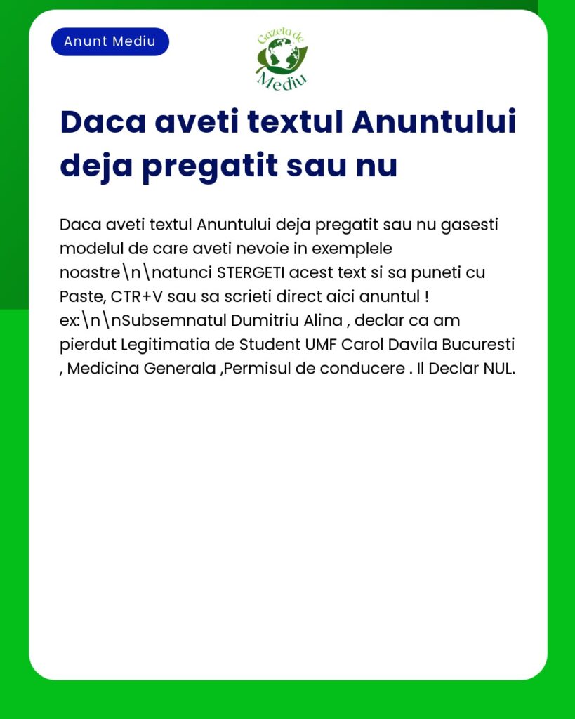 Pierdere Legitimatie Student UMF Carol Davila Bucuresti si Permis Cond