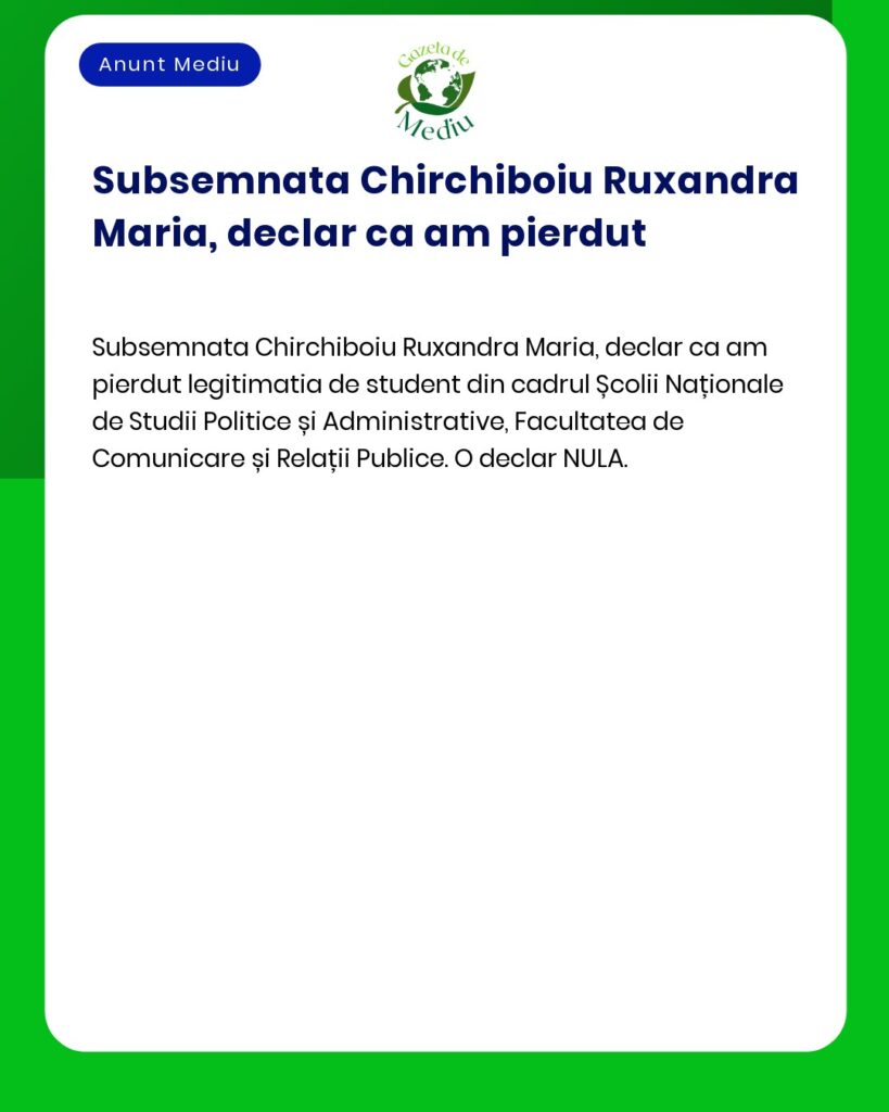 Declar pierdere legitimatie student SNSPA Facultatea Comunicare si Rel