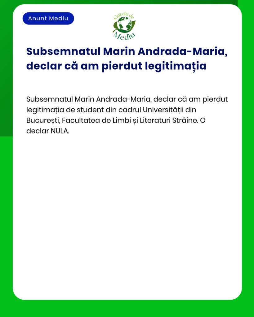 Pierdut legitimația de student Universitatea din București Facultatea