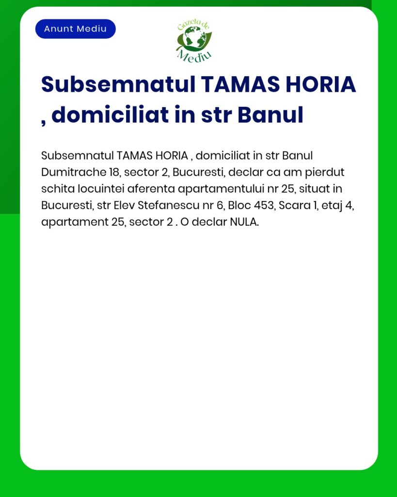 Declaratie pierdere schita locuinta apartament 25 str Elev Stefanescu