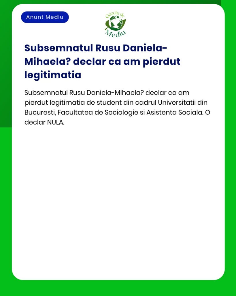 Pierdut legitimatia de student Universitatea Bucuresti Facultatea Soci