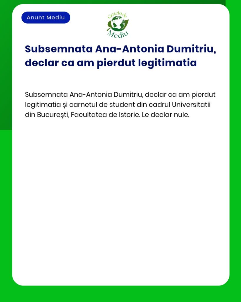 Pierdut legitimatie si carnet de student Universitatea din Bucuresti F