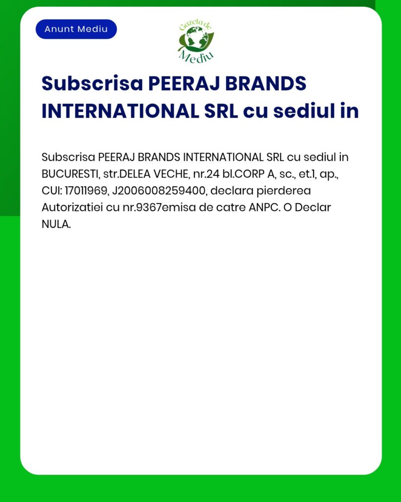 Declaratie de pierdere a autorizatiei nr.9367 emisa de ANPC